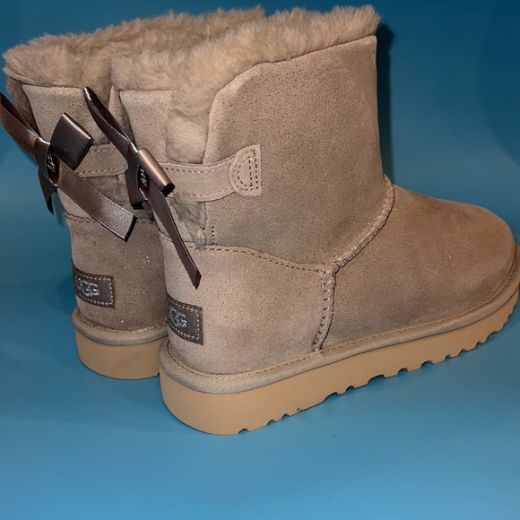 UGG | Shoes | Ugg Mini Bailey Bow Twinkle Boots In Grey Goat Color ...
